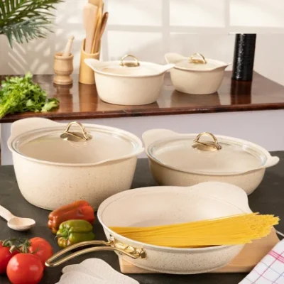 Набір каструль 9 предметівKrem STONE DALGALI преміум класу від ТМ EVREN.
